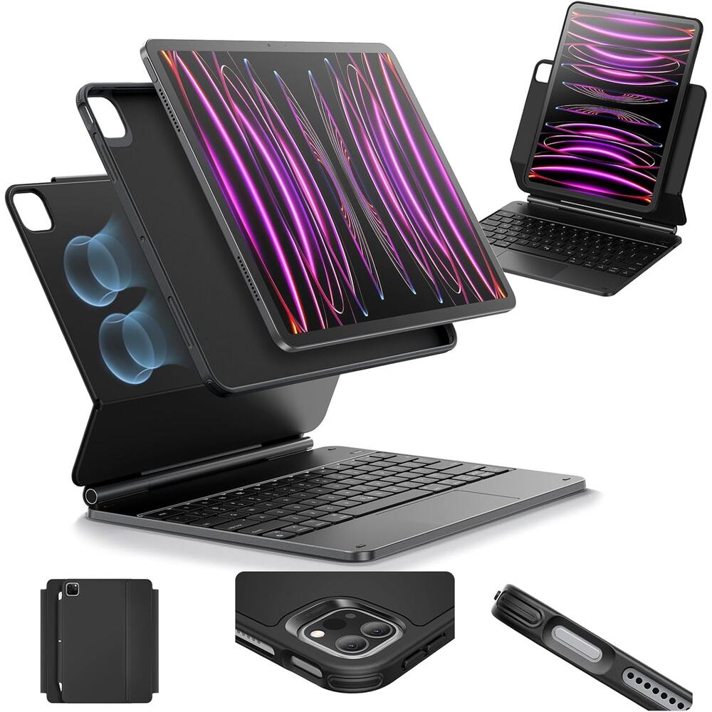 NEW ESR iPad Pro 12.9 Case with Keyboard,Magnetic Stand, (2022/2021/2020/2018)